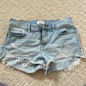 Pistola Frayed Hem Jean Shorts - Light Blue